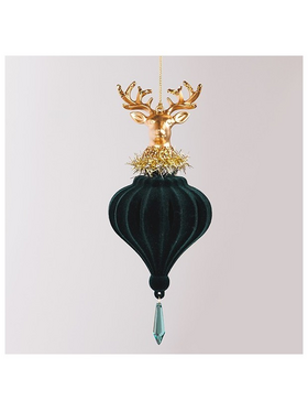 Στολιδι, Βελουδινο, Σμαραγδι με Χρυσο Ταρανδο, 19.56cm