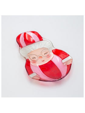 Πιατελα Γυναικα αη Βασιλη, Candy, Γυαλινη Διακοσμητικη, 18.5x30cm