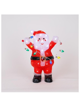 Aκρυλικος Αγιος Βασιλης, Μετασχηματιστη, 40 Λευκα led + 10 Διακοσμητικα Led, 22,5x15x34cm, Προεκταση Παροχης 5m, Ip44