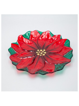 Πιατελα Αλεξανδρινο Κοκκινη, Γυαλινη Διακοσμητικη, 31cm