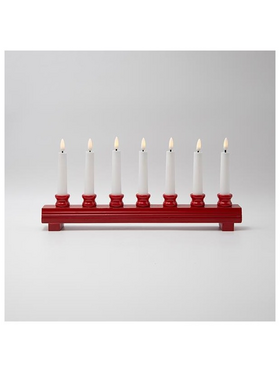 Ξυλινο Κηροπηγιο, Αψιδα, Κοκκινο, Timer, Μπαταριας, 39x5.5x18cm