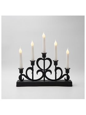 Μεταλλικο Κηροπηγιο, Μαυρο, Τιμεr, Μπαταριας, 32x5.5x30.5cm