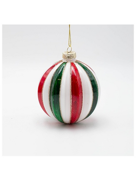Γυαλινη Μπαλα, Candy Κοκκινο Πρασινο Λευκο, σετ 4τμχ, 10cm
