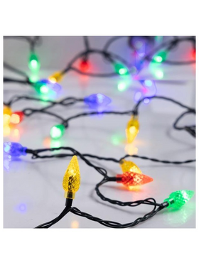 Σειρα, 100 led 5mm, με Πολυχρωμa Διαμαντια 3cm, 31v Μετασχηματιστη, Σταθερο, Πρασινο pvc Καλωδιο, Πολυχρωμο Led, ανα 10cm, Προεκταση Παροχης 3m, Ip44