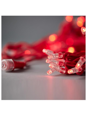 Σειρα, 100 led 5mm, 230v, 3 Επεκτασεις εωσ 9, Κοκκινο Καουτσουκ Καλωδιο, Κοκκινο Led, ανα 10cm, Προεκταση Παροχης 1,5m, Ιρ65