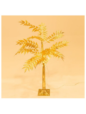 Χρυσο Δεντρο με Πλατυ Φυλλο 1,2m, 4,5v Μετασχηματιστη, 80 Θερμα Λευκα Mini Led, Προεκταση Παροχης 3m, Ip44