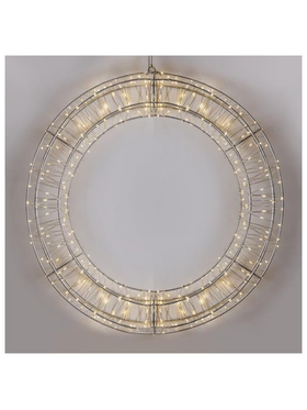 Στεφανι 70cm, 600 Led, 4,5v Μετασχηματιστη, Timer, Ασημι Μεταλλικος Σκελετος, Ασημι Χαλκινο Καλωδιο, Θερμο Λευκο Led, Προεκταση Παροχης 5m, Ip44