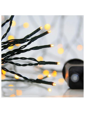 Σειρα, 300 led 3mm, 31v Μετασχηματιστη, 8 Προγραμματα & Μνημη, Πρασινο pvc Καλωδιο, Θερμο Λευκο Led, ανα 5cm, Προεκταση Παροχης 3m, Ιρ44