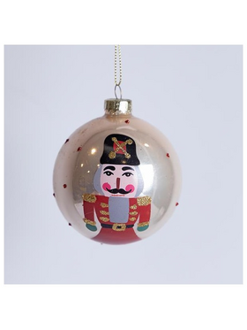 Γυαλινες Μπαλες, Σαμπανι με Καρυοθραυστη,  σετ 4τμχ,8cm