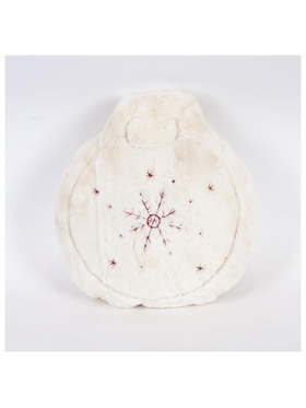 Μαξιλαρι Χριστουγεννιατικη Μπαλα, Λευκο Γουνινο με Χιονονιφαδα, 32x34cm