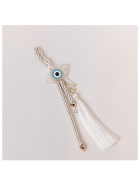 Κρεμαστο Γουρι, Λευκο, με Χρυσες Λεπτομερειες και Ματι, 35cm