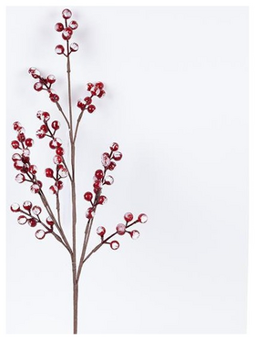 Κλαδι με Κοκκινα Χιονισμενα Berries, 65cm