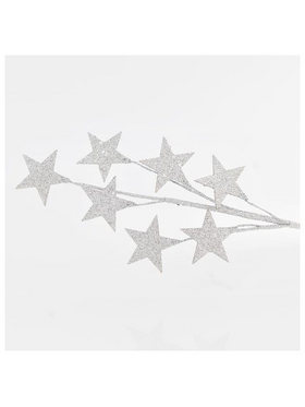 Κλαδι με Ασημι Glitter Αστερια, 46cm
