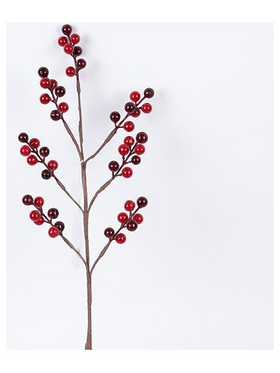 Κλαδι με Κοκκινα και Μπορντο Berries, 61cm