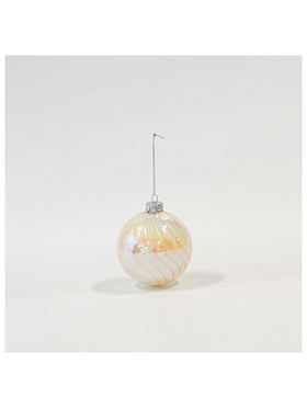 Γυαλινη Μπαλα Λευκη, Περλε, σετ 4τμχ, 10cm