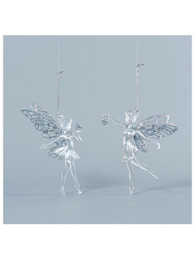 Νεραιδα Ακρυλικη, 2 Σχεδια, με Ασημι Glitter, 8,8x15,2cm