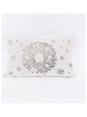 Μαξιλαρι Μπεζ, με Μεταλλικο Τυπωμα Στεφανακι, 30x50cm