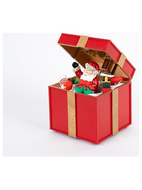 Ανοιγομενο Δωρο με Αγιο Βασιλη, με φωσ και Κινηση, Μπαταριας, 12.5x12.5x20cm