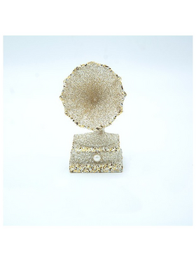 Ακρυλικο Στολιδι, Γραμμοφωνο, Σαμπανι Glitter, 5.3x5.3x10.6cm
