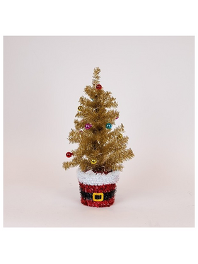 Δεντρακι Στολισμενο με Βαση αη Βασιλης, Χρυσο, 45cm