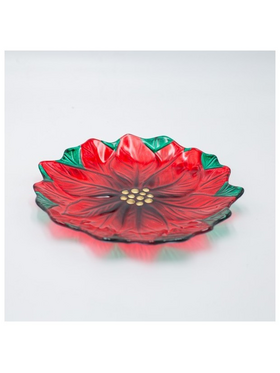 Πιατελα Αλεξανδρινο Κοκκινη, Γυαλινη Διακοσμητικη, 22.5cm