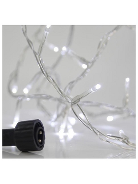 Σειρα, 100 led 3mm, 31v, Επεκταση εωσ 3, με Μετασχηματιστη, Προεκταση Παροχης 300cm, Διαφανο Καλωδιο, Λευκο Led, ανα 5cm, Ιp44
