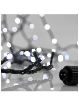 Σειρα, 100 led 3mm, 31v, Επεκταση εωσ 3, με Μετασχηματιστη, Προεκταση Παροχης 300cm, Πρασινο Καλωδιο, Λευκο Led, ana 5cm, Ιρ44