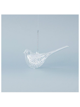 Γυαλινο Στολιδι, Πουλακι, Διαφανο, σετ 4τμχ, 15,8x5x7,5cm