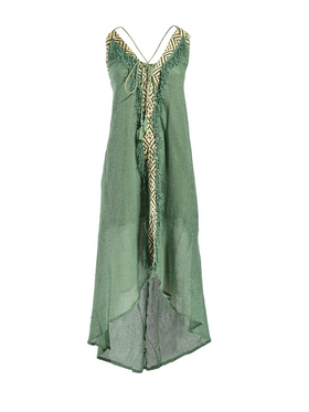 Ble Φορεμα Μακρυ Εξωπλατο σε Τυρκουαζ/πρασινο Χρωμα one Size (100% Cotton)