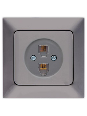 Πριζα Τηλεφωνου Διπλη rj 11 Γραφιτης