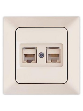 Πριζα Data cat 6 rj 45 Διπλη Μπεζ