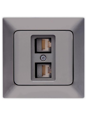 Πριζα Data Διπλη cat 6 rj 45 Γραφιτης