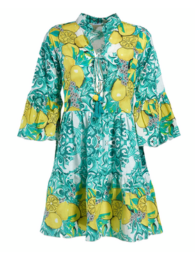 Ble Φορεμα/καφτανι Πρασινο με Λεμονια L/xl (100% Cotton)