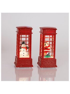 Φωτιζομενος Τηλεφωνικος Θαλαμος, με Νερο στο Εσωτερικο, Μπαταριας 3*lr44, Θερμο Λευκο Led, 5,4x5,4*12cm, 2 Σχεδιων, Ip20, Display box (16pcs)