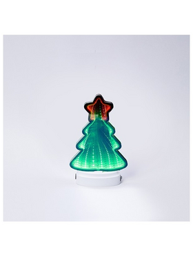 Δεντρο με Αστερι 20x12,5cm, Διακοσμητικο Σχεδιο Καθρεφτης με led Ταινια, Μπαταριας 3xaaa, 35 Led, Πρασινο & Κοκκινο Led, Ip20