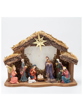 Φατνη με 9 Φιγουρες και Αστερι τησ Βηθλεεμ, 35x12x25cm