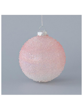 Γυαλινη Μπαλα, Ροζ, με Glitter, σετ 4τμχ, 8cm