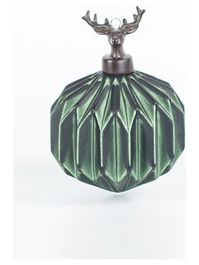 Μπαλα Αναγλυφη Πορσελανινη, Πρασινη με Ταρανδο, 1τμχ, 8cm