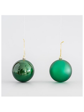 Πλαστικη Μπαλα, Σκουρη Πρασινη, σετ 6 τμχ (3 Γυαλιστερες, 3 Glitter), 8cm