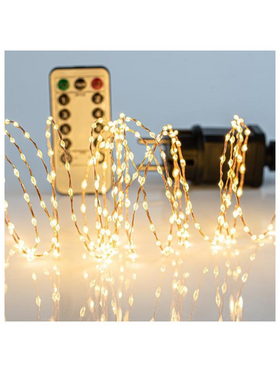 Σειρα, 300 Mini Led, 31v, με Τηλεχειριστηριο (On/off, Timer, Dimmer), με Μετασχηματιστη, Προεκταση Παροχης 300cm, Μπρονζε Χαλκινο Καλωδιο, Θερμο Λευκο Led, ana 1,5cm, Ιρ44