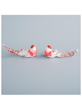 Πουλακι Κοκκινο, με Λευκα Πουπουλα, 12x5cm