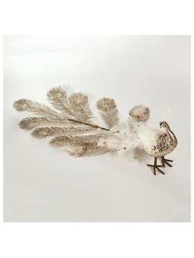 Παγωνι, Σαμπανι, με Glitter και Πουπουλα, 82cm