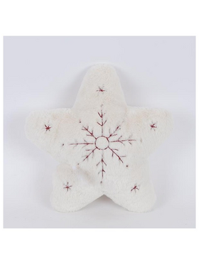 Μαξιλαρι Αστερι, Λευκο Γουνινο με Χιονονιφαδα, 34x34cm