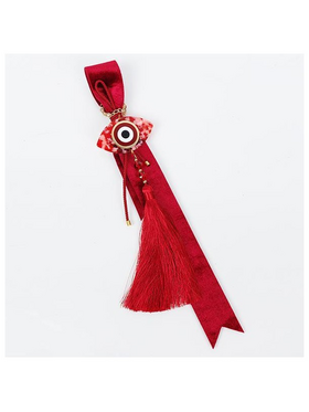 Κρεμαστο Γουρι, Μπορντο, με Βελουδινη Κορδελα και Ματι, 35cm