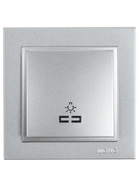 Μπουτον Κλιμακοστασιου+λυχνια Ασημι