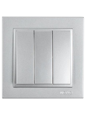 Διακοπτης Τριπλος Απλος Ασημι