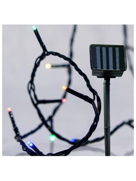 Σειρα με Ηλιακο Συλλεκτη, 96 led 5mm, Προεκταση Παροχης 100cm, Πρασινο Καλωδιο, Χρωματιστο Led, ανα 10cm, Ip44