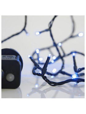 Σειρα, 100 led 3mm, 31v, 8 Προγραμματα, Μετασχηματιστη με Μνημη, Προεκταση Παροχης 300cm, Πρασινο Καλωδιο, Μπλε Led,ανα 5cm, Ιρ44