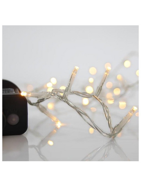 Σειρα,100 led 3mm,31v,8 Προγραμματα,μετασχηματιστη με Μνημη,προεκταση Παροχης 300cm,διαφανο Καλωδιο,θερμο Λευκο Led,ανα 5cm,ιρ44