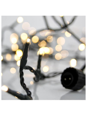 Σειρα, 100 led 3mm, 31v, Επεκταση ωσ 3, με Μετασχηματιστη, Προεκταση Παροχης 300cm, Πρασινο Καλωδιο, Θερμο Λευκο Led,ανα 5cm,ιρ44